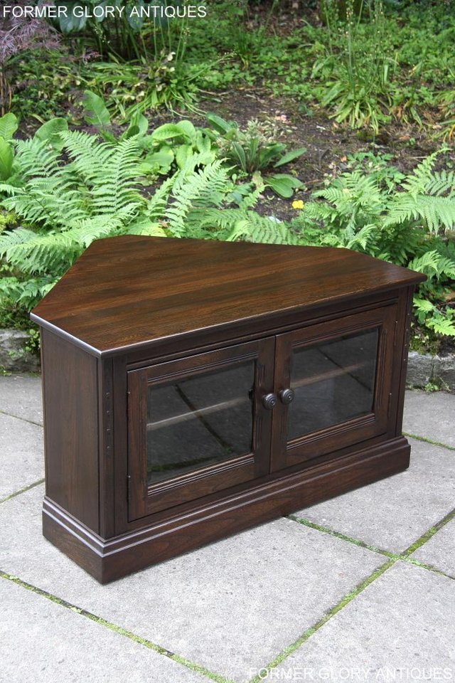 Image 7 of ERCOL TRADITIONAL ELM CORNER DVD TV CABINET STAND TABLE UNIT