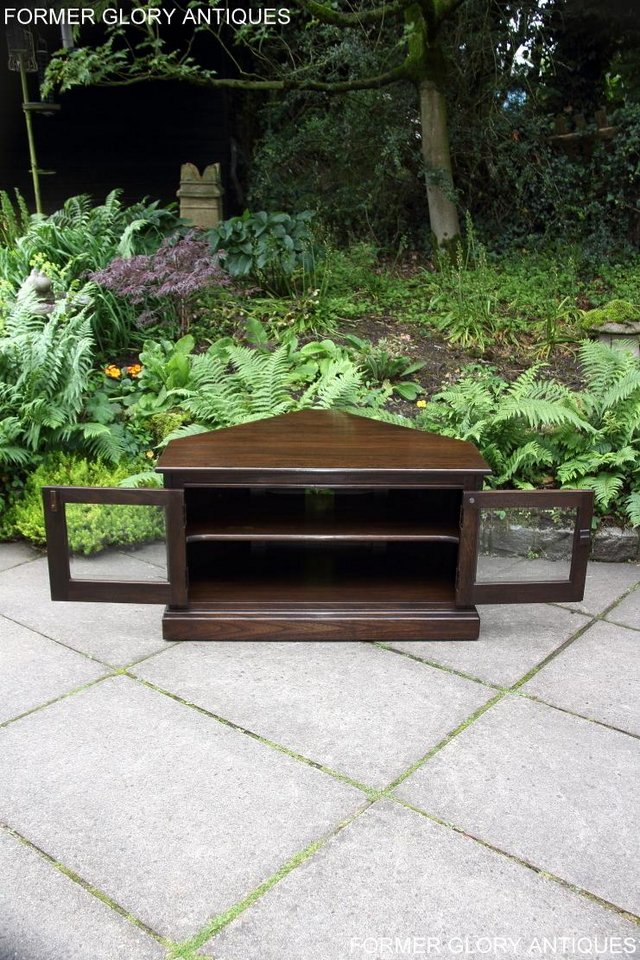 Image 11 of ERCOL TRADITIONAL ELM CORNER DVD TV CABINET STAND TABLE UNIT