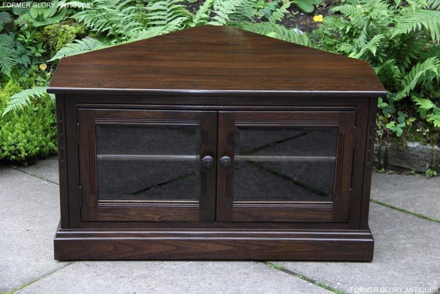 Image 16 of ERCOL TRADITIONAL ELM CORNER DVD TV CABINET STAND TABLE UNIT
