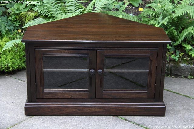 Image 27 of ERCOL TRADITIONAL ELM CORNER DVD TV CABINET STAND TABLE UNIT