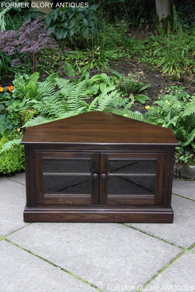 Image 29 of ERCOL TRADITIONAL ELM CORNER DVD TV CABINET STAND TABLE UNIT