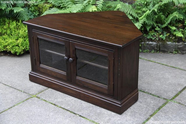 Image 33 of ERCOL TRADITIONAL ELM CORNER DVD TV CABINET STAND TABLE UNIT