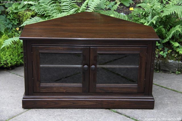 Image 35 of ERCOL TRADITIONAL ELM CORNER DVD TV CABINET STAND TABLE UNIT