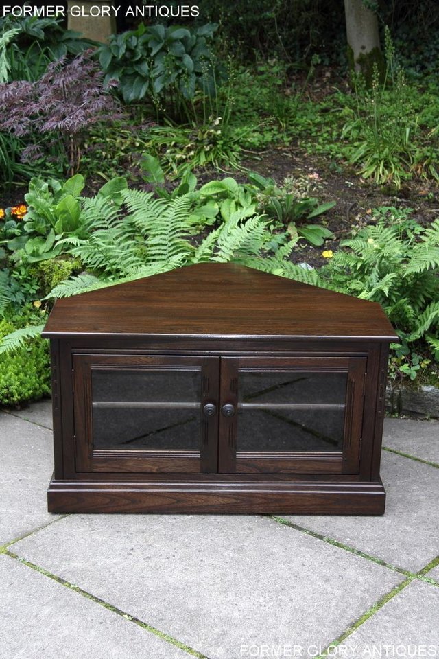 Image 44 of ERCOL TRADITIONAL ELM CORNER DVD TV CABINET STAND TABLE UNIT