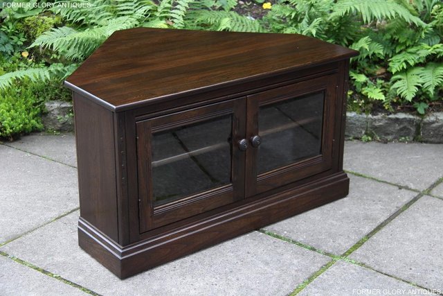Image 59 of ERCOL TRADITIONAL ELM CORNER DVD TV CABINET STAND TABLE UNIT