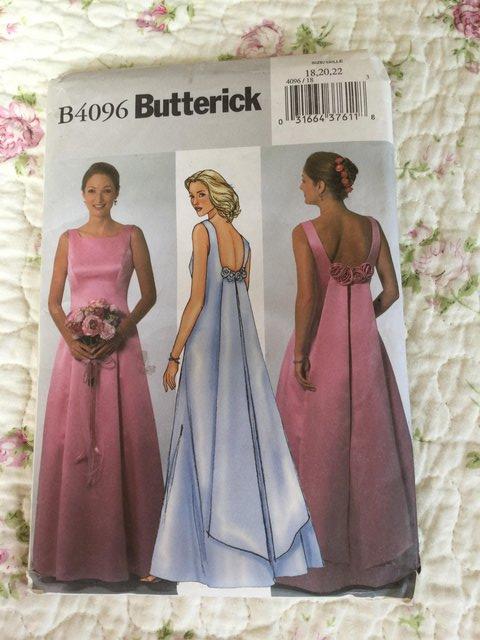 Preview of the first image of BUTTERICK #B4096, 18, 20, 22. Fitted Lined Evening, Wedding.