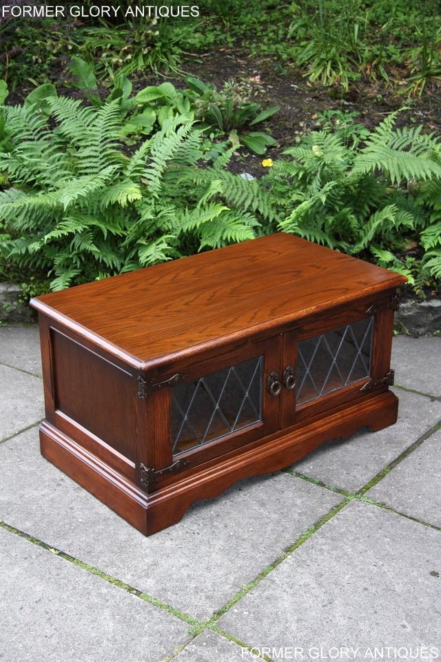 Image 11 of OLD CHARM TUDOR BROWN OAK TV STAND TABLE DVD CABINET UNIT