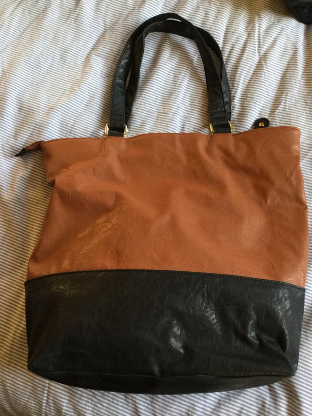 Preview of the first image of Chocolate & Ginger Tote & NEXT Burnt Orange Clutch.