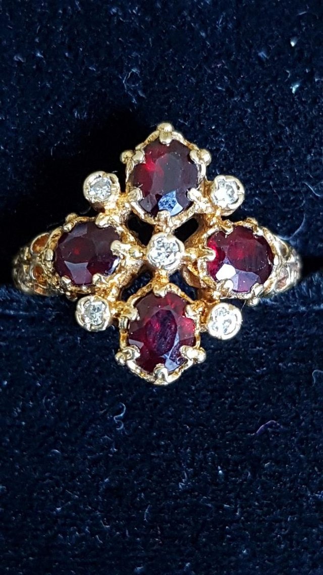 Image 3 of Diamonds and Garnets ring
