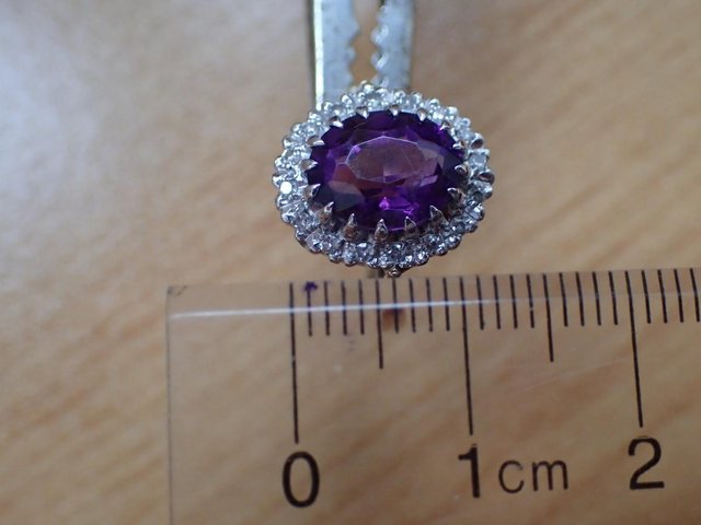 Image 2 of Amethyst & diamond 18ct. gold cluster ring