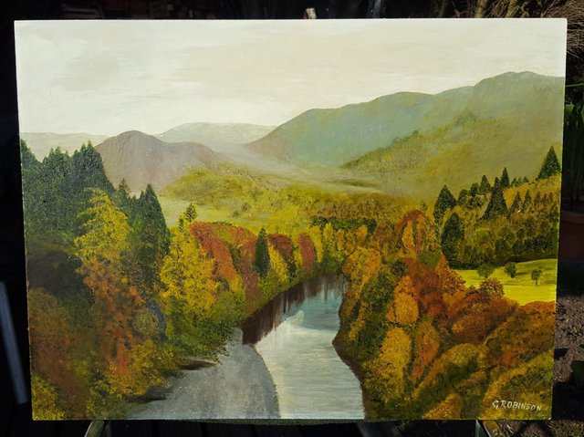Image 2 of Oil Painting By G Robinson Of Lakes, Forrest & Mountains