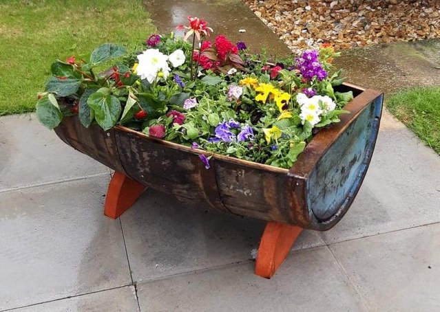 Image 2 of Solid Oak Whisky Barrel Planters - 3 Styles Available