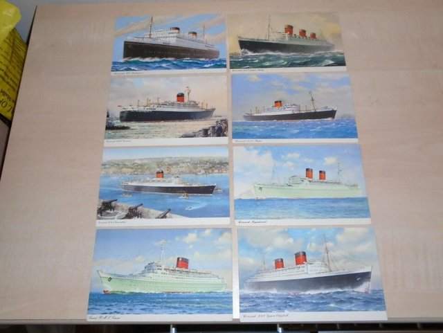 Preview of the first image of 1950s Set Of Eight C.A.Turner Artwork Postcards Of Cunard Li.