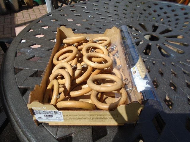 Image 3 of 60 Large Wooden Curtain Rings - light brown