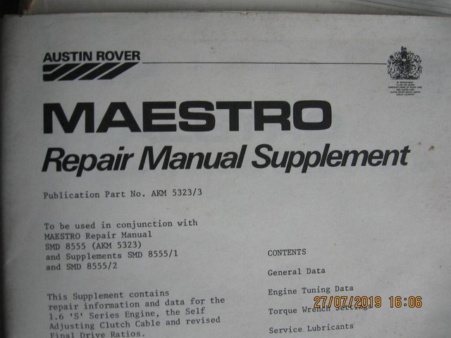 Image 2 of Maestro and Montegro Workshop manual