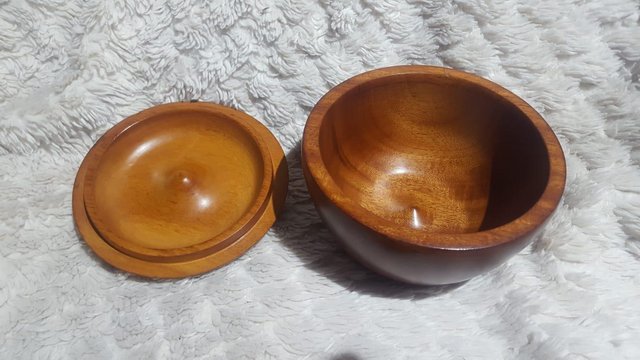 Preview of the first image of Vintage 1970’s Mahogany Apple Bowl Container.