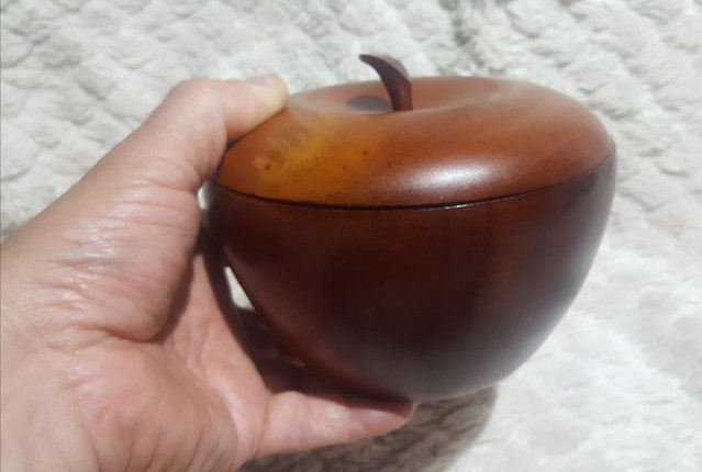 Image 3 of Vintage 1970’s Mahogany Apple Bowl Container
