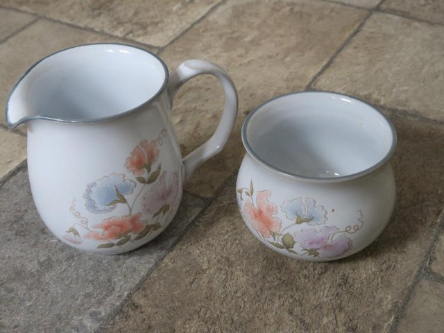 Preview of the first image of Denby milk jug and sugar bowl Encore design.