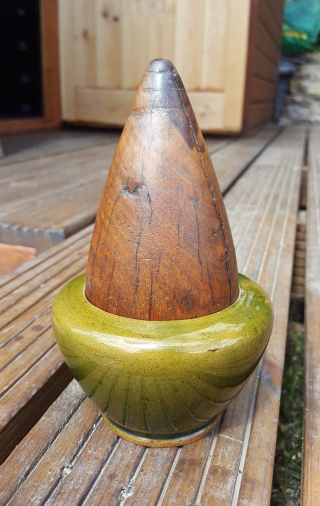 Preview of the first image of Unusual Antique/Vintage Pottery & Wood Acorn Piece Of Art.