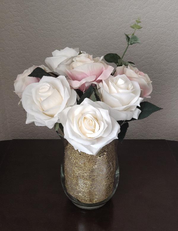 Preview of the first image of Pretty White/Pink Rose Flower Arrangement.