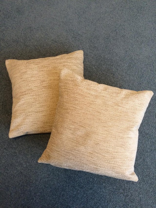 Preview of the first image of 2 QUALITY CHENILLE CUSHIONS 16in x 16in-NEW.