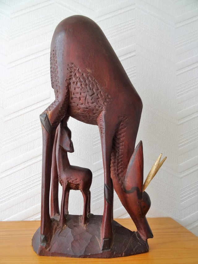 Preview of the first image of Vintage Carved Wooden Sculpture of Gazelle / Antelope.