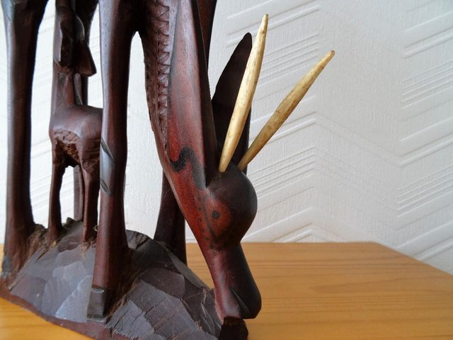 Image 2 of Vintage Carved Wooden Sculpture of Gazelle / Antelope