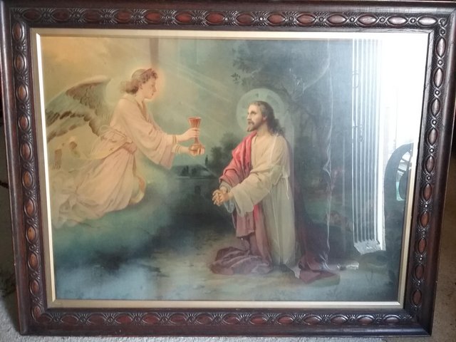 Preview of the first image of Beautifully framed image of Jesus accepting a drink from.