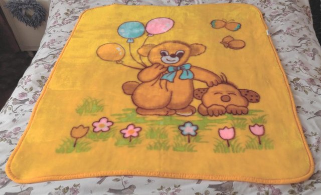 Preview of the first image of Lovely Babies/Kids Yellow Teddy Bear Fleece Blanket  BX27.