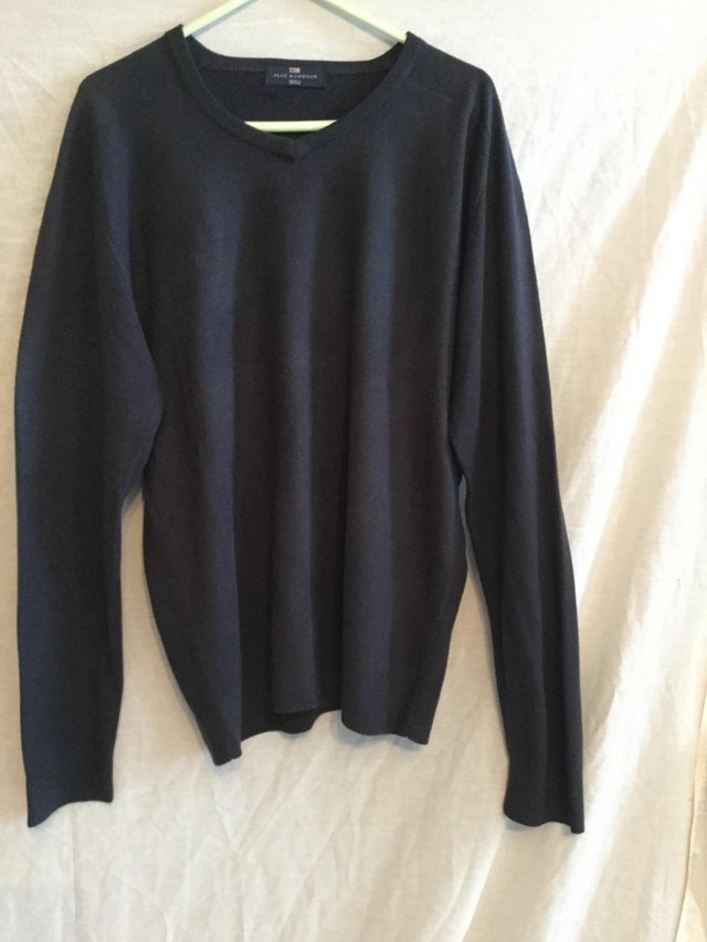 Preview of the first image of M&S Blue Harbour casual navy blue sweater.