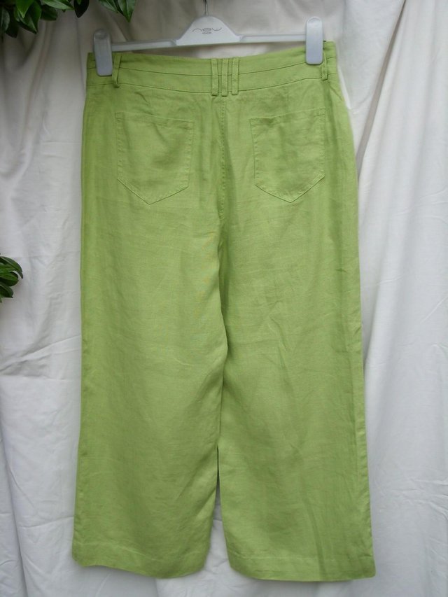 Image 5 of PER UNA Lime Green Linen Trousers–Size 10 Regular