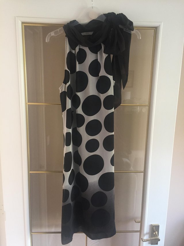 Image 3 of Black polka dot trapeze dress