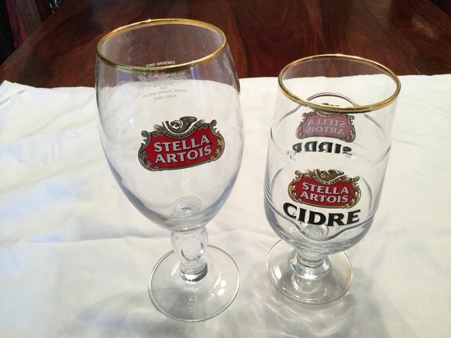 Preview of the first image of Two large “ Stella Artois” stem glasses.
