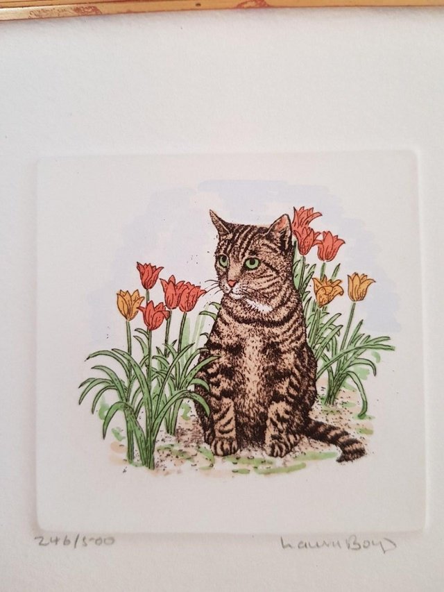 Image 2 of Laura Boyd Signed & Framed Limited Edition Print Tabby Cat