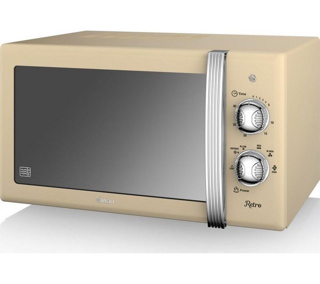 Preview of the first image of SWAN 20L CREAM RETRO MICROWAVE-800W-6 POWER LEVELS-NEW-WOW**.