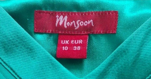 Image 3 of MONSOON SILK DRESS Jade Turquoise Bead Diamante Strappy 10