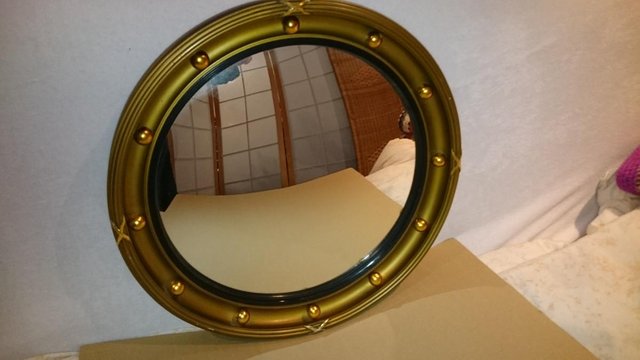 Preview of the first image of Beautiful Antique Round Convex Mirror..