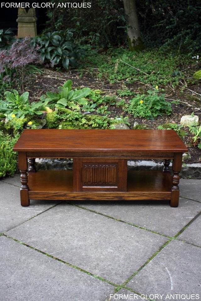 Image 6 of OLD CHARM LIGHT OAK LONG COFFEE WINE TABLE CABINET TV STAND