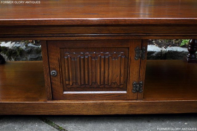 Image 8 of OLD CHARM LIGHT OAK LONG COFFEE WINE TABLE CABINET TV STAND