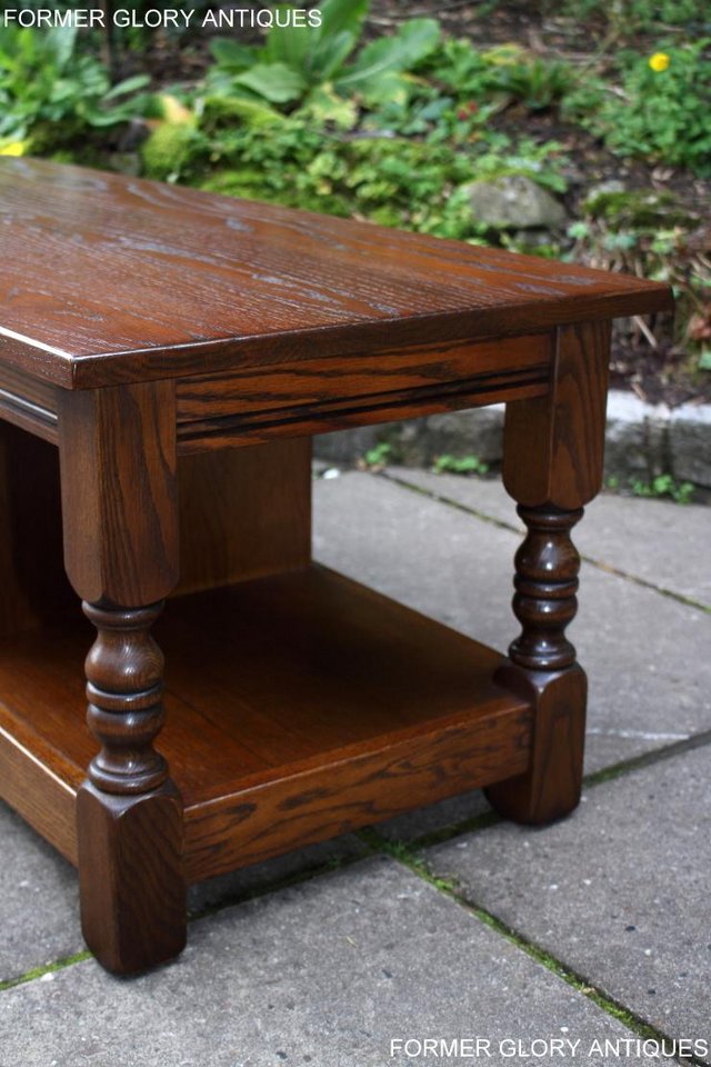 Image 9 of OLD CHARM LIGHT OAK LONG COFFEE WINE TABLE CABINET TV STAND