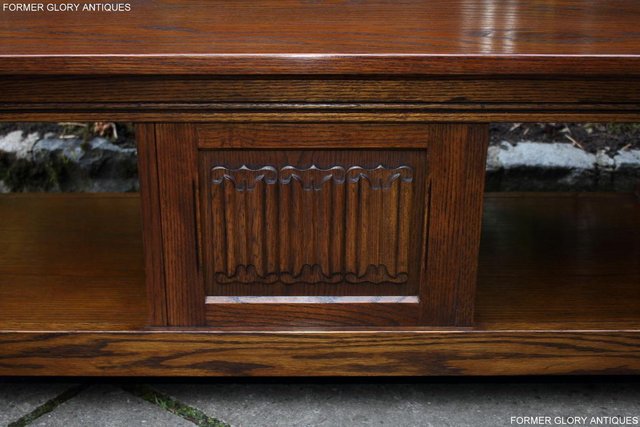 Image 14 of OLD CHARM LIGHT OAK LONG COFFEE WINE TABLE CABINET TV STAND