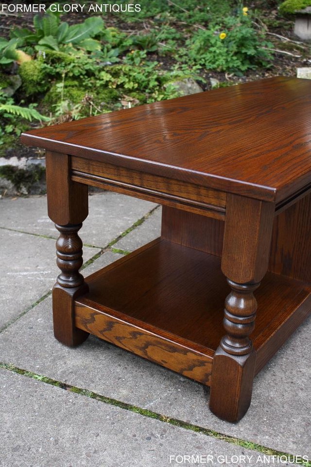 Image 15 of OLD CHARM LIGHT OAK LONG COFFEE WINE TABLE CABINET TV STAND
