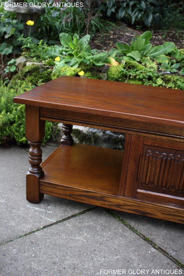 Image 24 of OLD CHARM LIGHT OAK LONG COFFEE WINE TABLE CABINET TV STAND