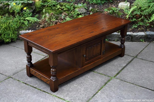 Image 27 of OLD CHARM LIGHT OAK LONG COFFEE WINE TABLE CABINET TV STAND