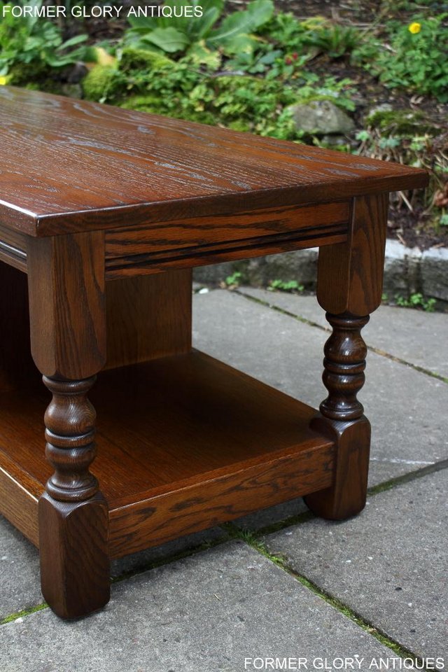 Image 29 of OLD CHARM LIGHT OAK LONG COFFEE WINE TABLE CABINET TV STAND