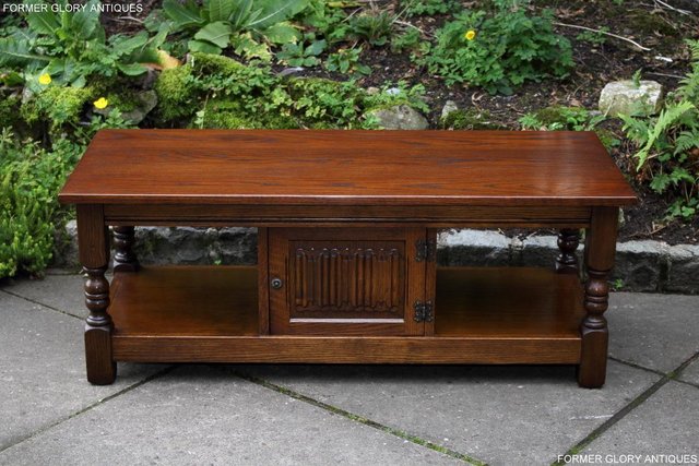 Image 67 of OLD CHARM LIGHT OAK LONG COFFEE WINE TABLE CABINET TV STAND