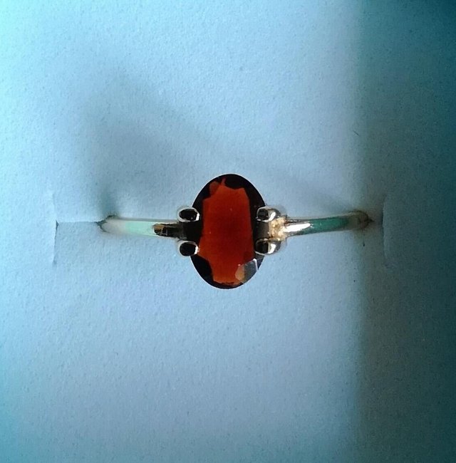 Preview of the first image of ANTIQUE 9ct GOLD GARNET RING Wedding Band Oval Stone 1.2g.