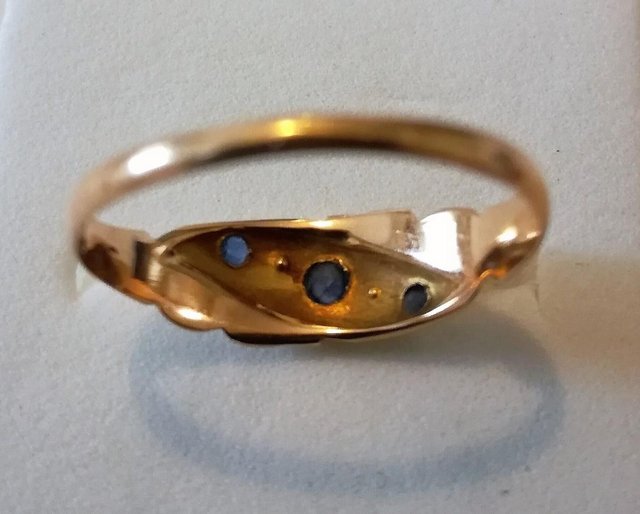 Image 2 of ANTIQUE RING 18ct GOLD SAPPHIRE DIAMOND Chester Hallmark1.7g
