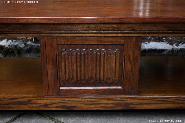Image 81 of OLD CHARM LIGHT OAK LONG COFFEE WINE TABLE CABINET TV STAND