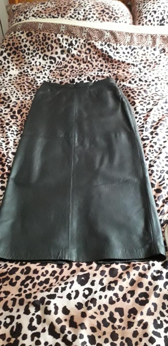 Image 2 of Black Leather Midi Skirt